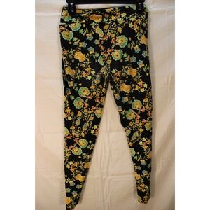 Lularoe Leggings‎ Women One Size Black Yellow Flowers